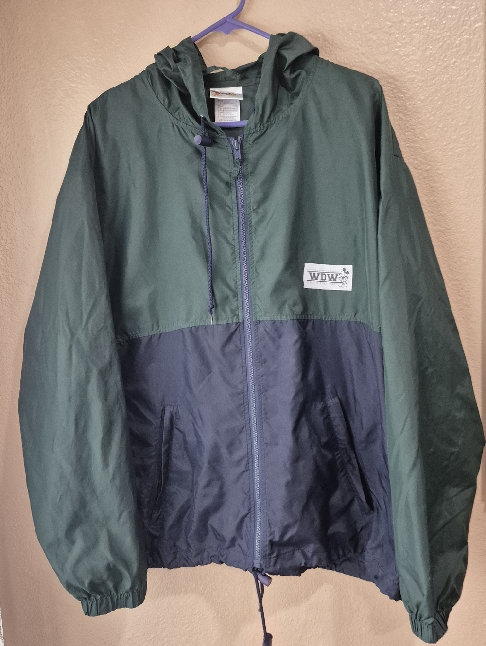 WDW Mickey Two-Tone Windbreaker Jacket - Green & Navy